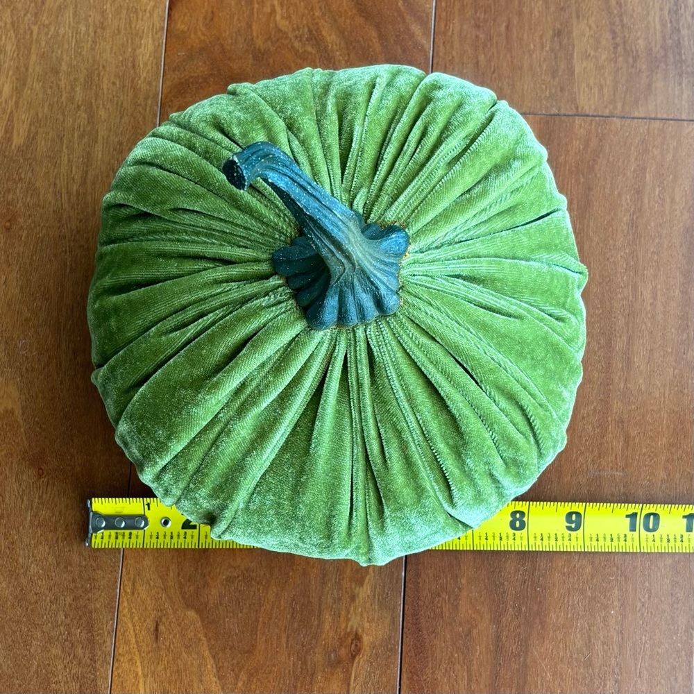 Cute Velvet Pumpkin Decor Set - Green, Gray, White Fall Harvest Thanksgiving - Picture 8 of 12